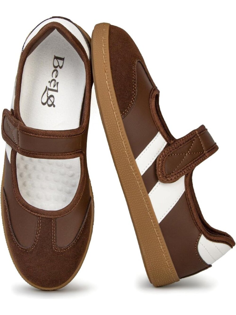 Women's Dark Brown Non Slip Walking Flats Shoes Comfortable Ballet Sneakers